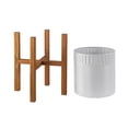 thumbnail image 4 of Mainstays Metal White Round Planters with Wood Stand 17.3"H, 4 of 9