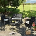 thumbnail image 4 of Costway 4PCS Patio Rattan Furniture Set Cushioned Sofa Coffee Table Backyard Porch, 4 of 10