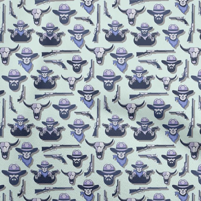 oneOone Rayon Light Blue Fabric Cowboy Fabric For Sewing Printed Craft Fabric By The Yard 56 Inch Wide