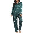 thumbnail image 2 of Weiqiqre Pajamas for Women Button Down 2 Piece Silk Pjs Shorts Set Ruffle Notch Collar Sleepwear, 2 of 4