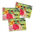 thumbnail image 1 of Soimoi Green polyester Crepe Fabric Stripe & Grandiflora Roses Floral Print Fabric by the Yard 52 Inch Wide, 1 of 3