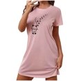thumbnail image 2 of Chemises de Nuit pour Femmes, Chemise de Nuit Courte Surdimensionnée pour Femmes Mode à Imprimé sur la Poitrine à Manches Courtes, 2 of 7