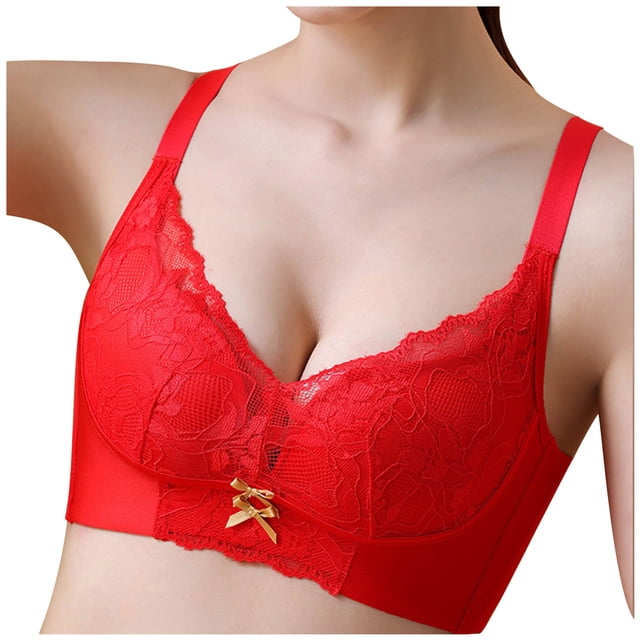 Women Bra Padded Bra Feature V-Neck Padded Bra Style W-1460 Red L
