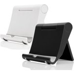 Cell Phone Stand for Desk 2 Pack Mobile Phone Holders Desktop Tablet Stand, Foldable Phone Dock Universal Adjustable Tablet Stand for Desk Compatible with Cell Phone Support (Black+White)