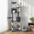 thumbnail image 4 of Gymax 80'' Tall Cat Tree w/2 Condos Sisal Scratching Posts Plush Perch Hammock Basket Dark Gray, 4 of 10