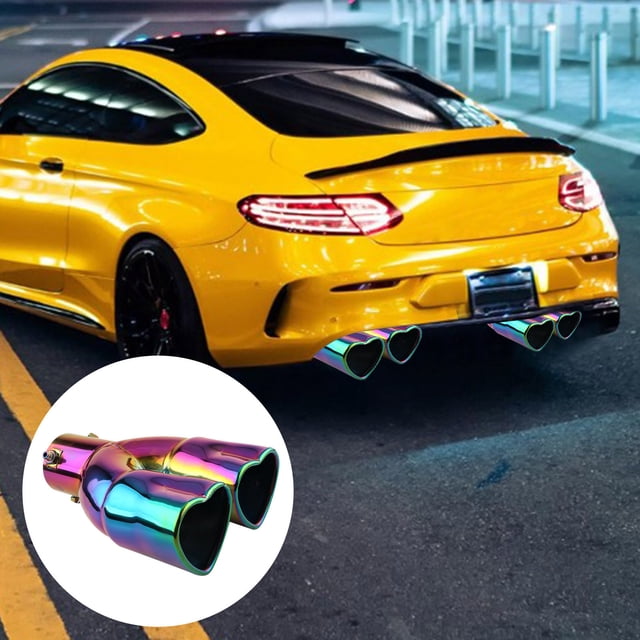 Embout d'Échappement Double en Forme de Cœur / Accessoire de Modification de Voiture pour une Performance et un Style Améliorés / Construction en Acier Inoxydable pour Berline, VUS Ou Voiture de Sport