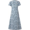 thumbnail image 5 of Jusqu'à 65 % de Rabais! Robes d'Été Mode pour Femmes 2024 Grande Taille pour Imprimé Floral Manches Courtes Robe à Col en V Robes Plissées Fluides, 5 of 5