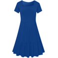 thumbnail image 3 of Robe d'Été pour Femme à Encolure Carrée, Grande Taille, Mignonne, à Manches Courtes, Taille Haute, Robe Trapèze Évasée à Volants, Danse, Bleu, P, 3 of 6