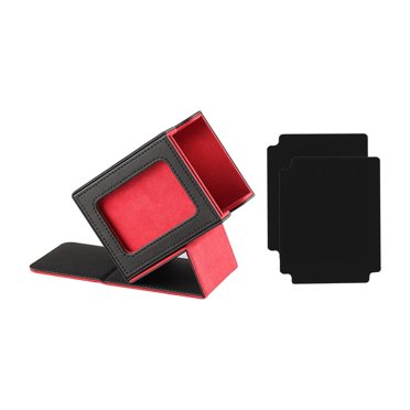 Yinanstore Card Deck Box Card Storage Box Premium PU Leather Container Gaming Card Holder for 100+ Sleeved Cards, for Collectible Cards Black Red