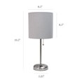thumbnail image 4 of LimeLights Brushed Steel Stick Lamp with Charging Outlet and Fabric Shade 2 Pack Set, 4 of 9