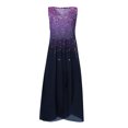 thumbnail image 4 of Lenago Robe d'Été Grande Taille pour Femmes Robes d'Été pour Femmes, Robe Sans Manches à Imprimé Floral à Col en V Plissée et Fluide Robes de Fête et de Plage en Liquidation, 4 of 5