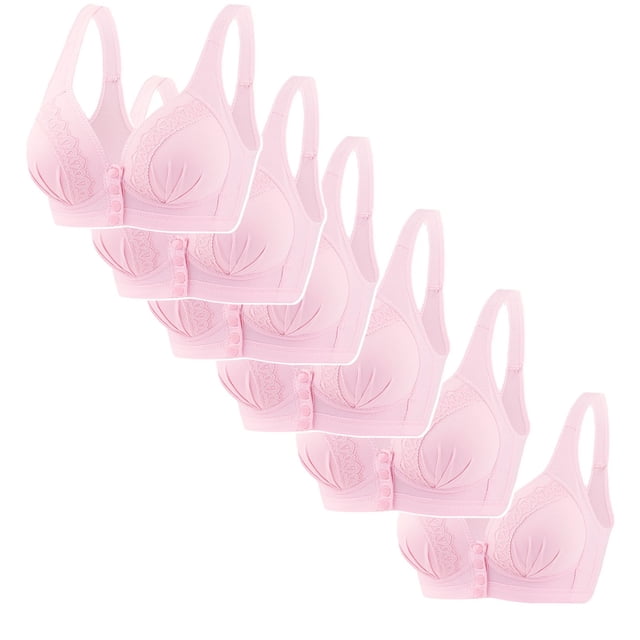 Timegard Bras for Women 6pc Wireless Front Closure Full Support Breathable Comfy Everyday Thin Bras