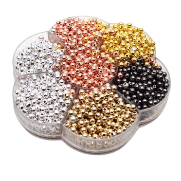 1400 Pcs Perles Rondes en Vrac Fabrication de Bijoux Perlage Fournitures d'Artisanat Adultes