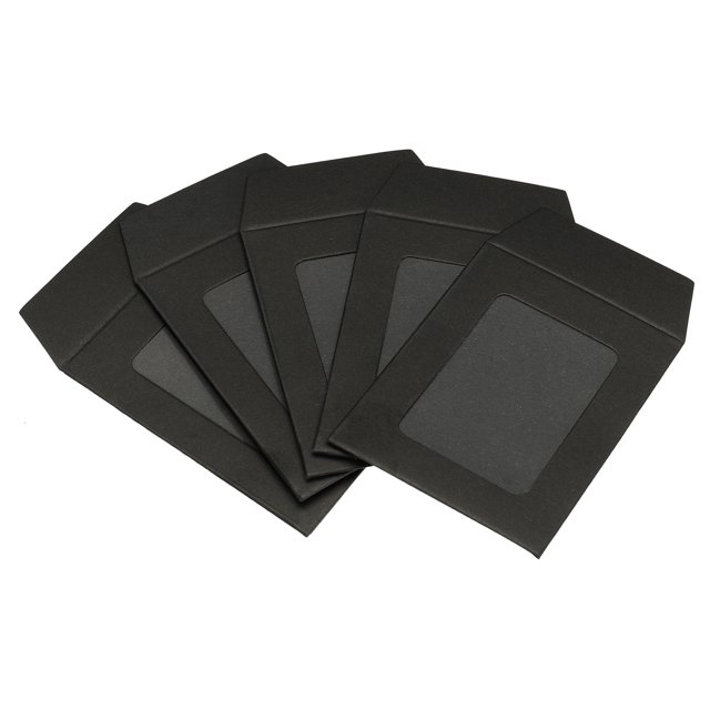 Unique Bargains 3'' Clear Single Sided Mailing Photos Full Face Window Envelopes, Black 10 Pack