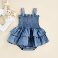 thumbnail image 2 of Gupgi Baby Girls Summer Denim Rompers Infant Girls Casual Sleeveless Strap Elastic Layered Romper Jumpsuits Dress, 2 of 8