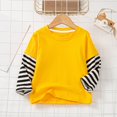 thumbnail image 2 of T-shirts Raglan à Manches Longues pour Filles et Garçons, Enfants, à Blocs de Couleur, Rayés, Col Ras du Cou, Hauts Décontractés, Tees 2-11 Ans, 2 of 3