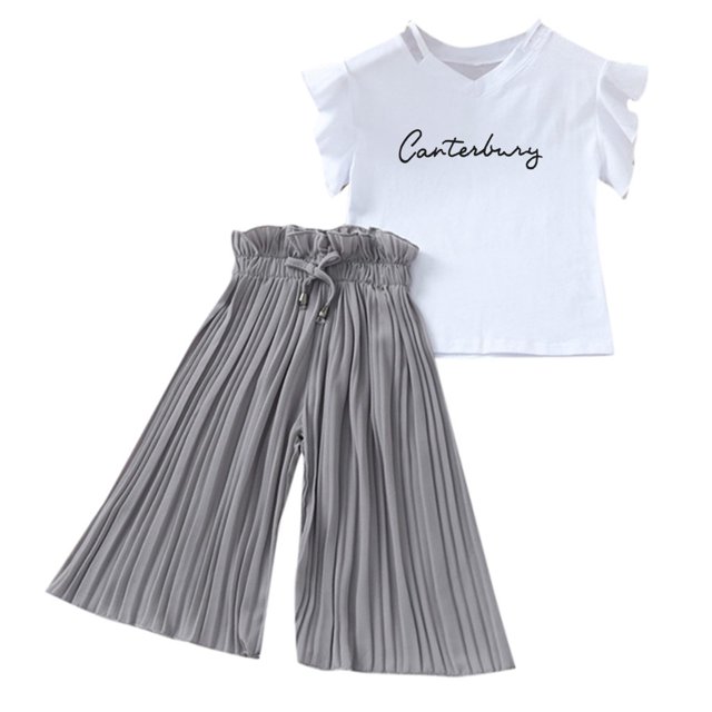 2025 Outfits Tops+Ruffle Pants Teen Sweatpants Set Shirt T Loose Children 23 Piece Gift Set s Kid Clothes s Outfits&Set