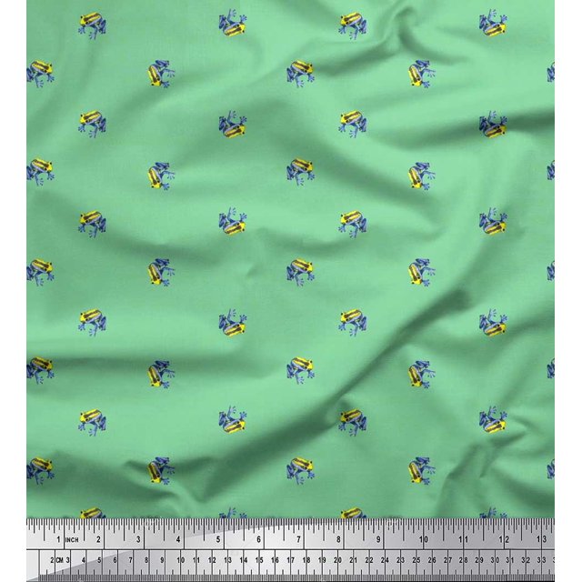 Soimoi Modal Satin Fabric Frog Animal Fabric Prints by Yard 42 Inch Wide