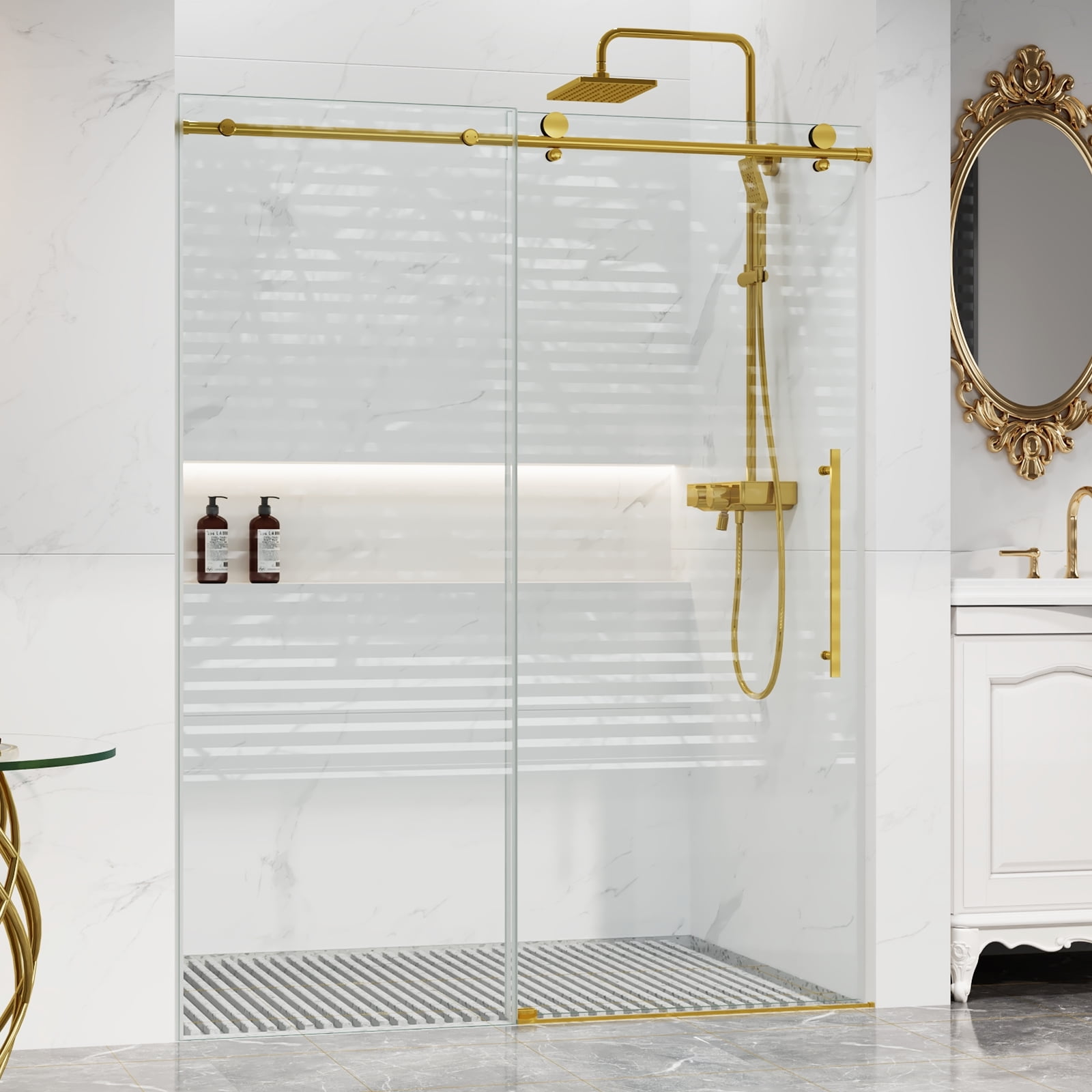 Semi-Frameless Double Sliding Shower Door – 1/4 Or 5/16 In Tempered Glass With Nano Coating, Easy-Clean Bypass For Small Bathrooms