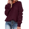 thumbnail image 1 of Vêtements de Mode pour Femmes Femmes Décontracté Mode Uni Ajouré Chandail à Enfiler Manches Longues Col Rond, 1 of 9