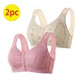 thumbnail image 2 of AherBiu 2pc Plus Size Bras for Women High Support Wireless Floral Bralettes Lift up Front Closure Button Everyday Bra, 2 of 7
