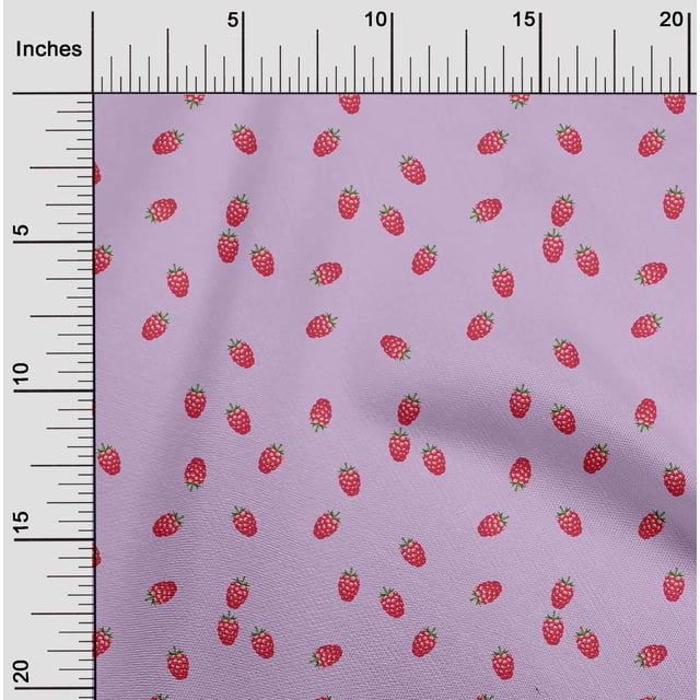 oneOone Cotton Poplin Fabric Raspberry Fruit Print Fabric by The Yard 56 Inch Wide
