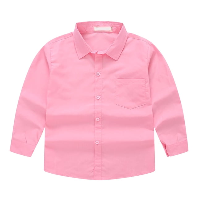 vdgthytj Toddler Boys Girls Button down Shirts Kids Long Sleeve Casual Solid Color Tops Fall Spring Blouse