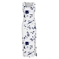 thumbnail image 4 of Womens Sleeveless Tight Maxi Dress Side Slit Drawstring Ruched Slim Fit Tank Dress U Neck Summer Club Beach Sun Dresses, 4 of 5