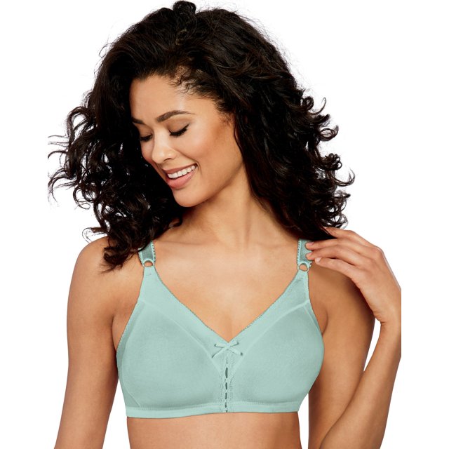Bali Womens Cotton Double Support Wirefree Bra, 40C, Soft Celadon