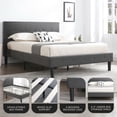thumbnail image 3 of DeCoro Cambridge Upholstered Wooden Platform  Bed Frame, Queen, Dark Grey, 3 of 11