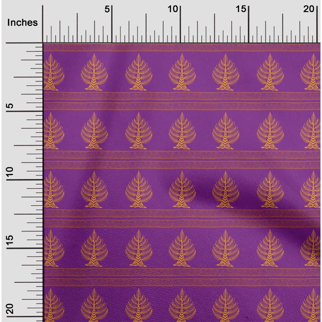 oneOone Organic Cotton Voile Fabric Chevron & Tree Block Print Fabric BTY 42 Inch Wide