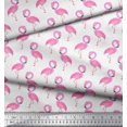 thumbnail image 2 of Soimoi White Poly Georgette Fabric Flamingo Bird Print Sewing Fabric Yard 52 Inch Wide, 2 of 3