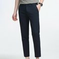 thumbnail image 3 of Summer Savings Mrasaso Men Pants, Man Solid Color Straight Barrel Pockets Button Full Length Pants, 3 of 4
