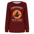 thumbnail image 4 of Rbaofujie Chandails d'Automne Femmes Décontracté Manches Longues Col Rond Hauts Blouse Ample Imprimé Graphique Chandail en Molleton Vin Mode pour Femmes Chandails à Capuchon et Chandails en Molleton, 4 of 4