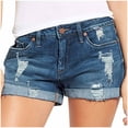 thumbnail image 1 of Birdeem Womens Denim Button Zipper Short Summer Mid Waist Stretchy Pockets Jean Shorts, 1 of 9
