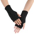 thumbnail image 1 of Ladies Warm Knit Fingerless Gloves Convertible Mittens Fashion Flowers, 1 of 6