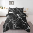 thumbnail image 3 of YST 7 Pcs Black Marble Comforter Set Full Size, Artwork Stone Pattern Bed In A Bag With Flat Sheet And Fitted Sheet For Kids And Adults, Marble Texture Bedding Set With Pillowcases & Shams, 3 of 5