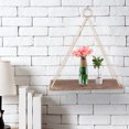 thumbnail image 4 of Wood Swing Shelf Flower Pot Wall Hanging Rack Balcony Garden Planter Stand Holder (Brown), 4 of 6