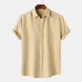 thumbnail image 2 of FAIWAD Men's Summer Shirts Casual Short Sleeve Rolled Loose Blouse Solid Color Outdoor Beach Tops, 2 of 9