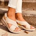 thumbnail image 1 of LSLJS Sandales Compensées pour Femmes, Chaussures d'Été pour Dames à Talon Compensé Rétro Ajourées Sandales Décontractées pour Femmes, 1 of 4