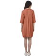 thumbnail image 3 of Moomaya Robe Chemise Brodée Unie Femmes Manches 3/4 Col Évasé Blouse, 3 of 6