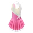 thumbnail image 2 of MSemis Enfants Filles Sans Manches Paillettes Floral Justaucorps de Ballet Tutu Jupe Patinage Artistique sur Glace et à Roulettes Robe de Compétition Costume Rose&Blanc 10, 2 of 7