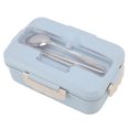 thumbnail image 2 of Thermal Lunch Box, Large Capacity Bento Lunch Box Portable  Microwaveable Compartments Design With Spoon  Chopsticks   For Office For Students Elegant Blue Lunch Box, 2 of 8