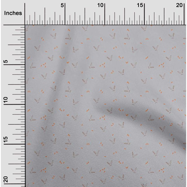 oneOone Cotton Poplin Fabric Carrot & Rabbit Face Animal Printed Craft Fabric BTY 42 Inch Wide