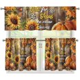 thumbnail image 1 of Sunflowers Pumpkin Kitchen Curtains Tiers and Valances Set, Rod Pocket Valance Short Window Treatment Decor Curtains, 3 Pieces Set Valance Curtains for Kitchen Windows, 1 of 5