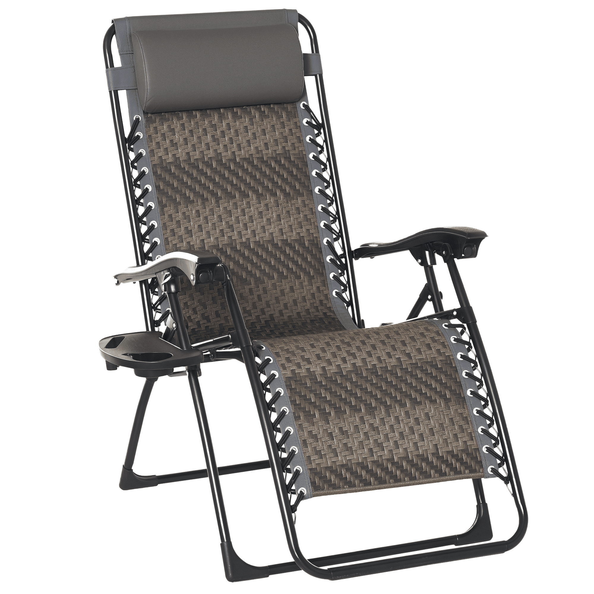 Outsunny Chaise Longue en Osier à Gravité Zéro, Gris