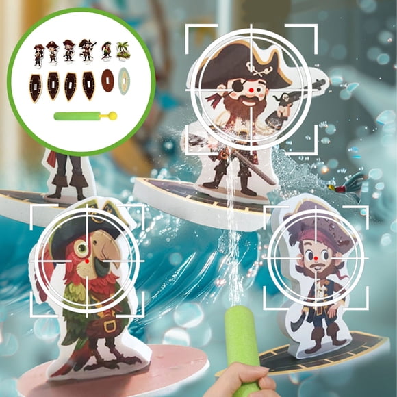Cameland Pistolets à Eau Pirate Jouet de Jeu d'Eau Jouet de Bain pour Enfants Autocollant Mural Flottant Salle de Bain Piscine Jouet de Bain d'Eau pour Enfants