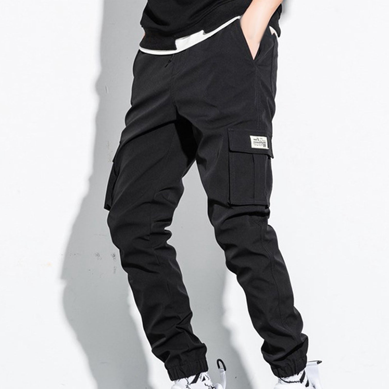 AherBiu Cargo Pants For Men Plus Size Joggers With Multi Pockets Regular Fitted Causal Loose Outdoor Trousers