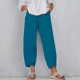 thumbnail image 1 of RXIRUCGD Women's Summer Comfortable Loose Wide Legged Fashion Solid Color Capris, Blue, Size: 4XL, 1 of 5