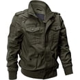 thumbnail image 1 of Men‘s Cotton Lightweight Multi Pockets Zip Front Stand Collar Military Jackets Windbreaker, 1 of 7